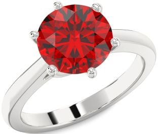 Ruby White Gold Round Solitaire Engagement Ring