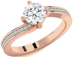 Diamond Rose Gold Round Solitaire Pave Engagement Ring