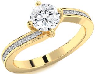 Diamond Gold Round Solitaire Pave Engagement Ring