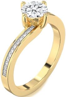 Diamond Gold Round Solitaire Pave Engagement Ring