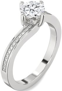 Diamond White Gold Round Solitaire Pave Engagement Ring
