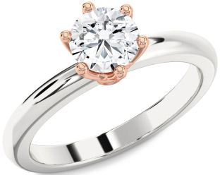 Diamond White Rose Gold Round Solitaire Engagement Ring
