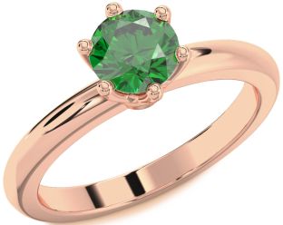 Emerald Rose Gold Round Solitaire Engagement Ring