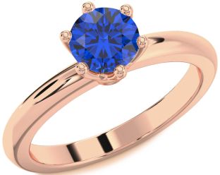 Blue Sapphire Rose Gold Round Solitaire Engagement Ring