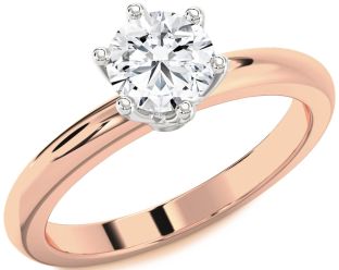 Diamond White Rose Gold Round Solitaire Engagement Ring