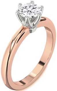 Diamond Platinum & Rose Gold Round Solitaire Engagement Ring