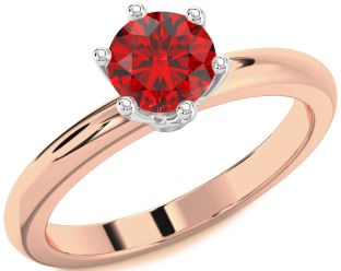 Ruby White Rose Gold Round Solitaire Engagement Ring