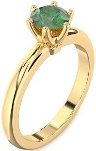 Emerald Gold Round Solitaire Engagement Ring