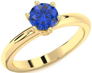 Blue Sapphire Gold Round Solitaire Engagement Ring