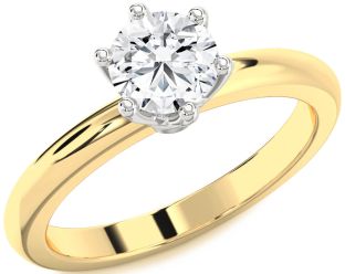 Diamond White Yellow Gold Round Solitaire Engagement Ring