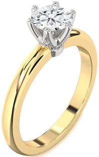Diamond White Yellow Gold Round Solitaire Engagement Ring