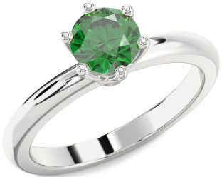 Emerald White Gold Round Solitaire Engagement Ring
