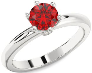 Ruby White Gold Round Solitaire Engagement Ring