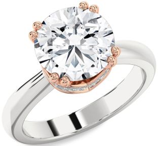 Diamond White Rose Gold Halo Round Solitaire Engagement Ring
