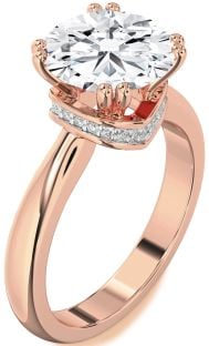 Diamond Rose Gold Halo Round Solitaire Engagement Ring
