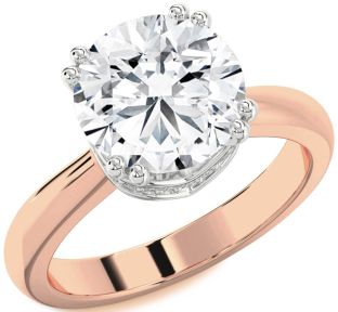 Diamond Platinum & Rose Gold Halo Round Solitaire Engagement Ring