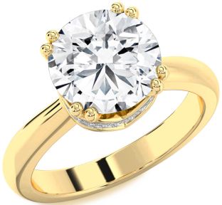 Diamond Gold Halo Round Solitaire Engagement Ring
