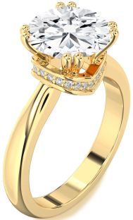 Diamond Gold Halo Round Solitaire Engagement Ring