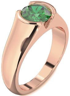 Emerald Rose Gold Round Solitaire Engagement Ring