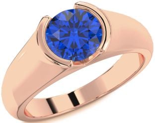 Blue Sapphire Rose Gold Round Solitaire Engagement Ring