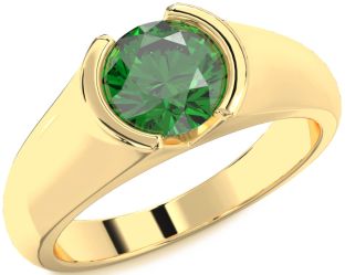 Emerald Gold Round Solitaire Engagement Ring