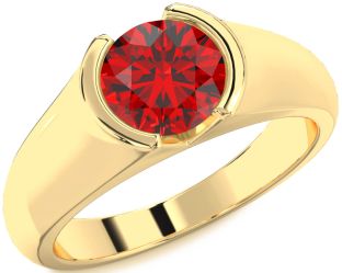 Ruby Gold Round Solitaire Engagement Ring