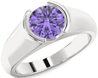 Alexandrite Silver Round Solitaire Engagement Ring