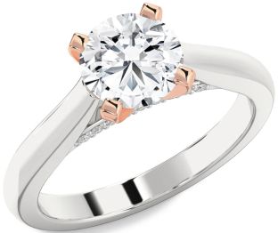 Diamond White Rose Gold Round Solitaire Engagement Ring