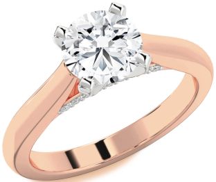 Diamond White Rose Gold Round Solitaire Engagement Ring