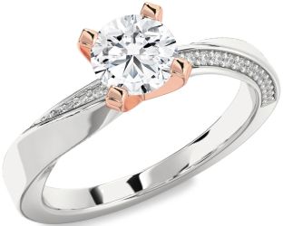 Diamond White Rose Gold Round Solitaire Engagement Ring