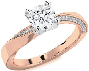 Diamond White Rose Gold Round Solitaire Engagement Ring