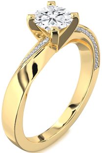 Diamond Gold Round Solitaire Engagement Ring