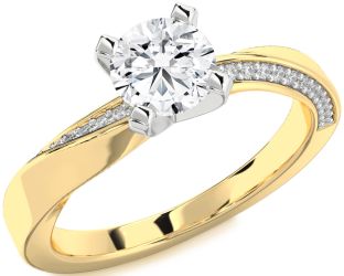 Diamond White Yellow Gold Round Solitaire Engagement Ring