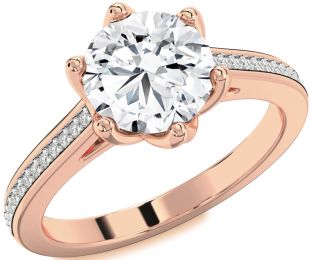 Diamond Rose Gold Round Solitaire Pave Engagement Ring