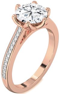 Diamond Rose Gold Round Solitaire Pave Engagement Ring