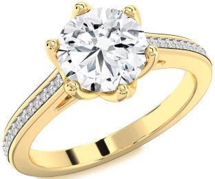 Diamond Gold Round Solitaire Pave Engagement Ring