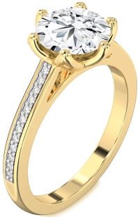 Diamond Gold Round Solitaire Pave Engagement Ring