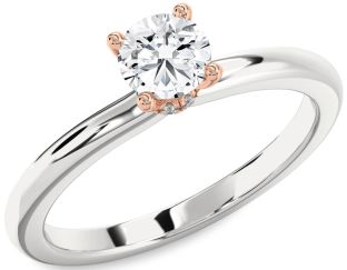 Diamond White Rose Gold Halo Round Solitaire Engagement Ring