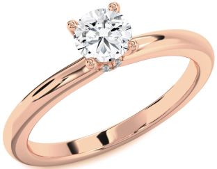 Diamond Rose Gold Halo Round Solitaire Engagement Ring