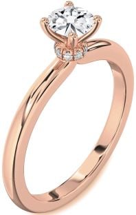 Diamond Rose Gold Halo Round Solitaire Engagement Ring