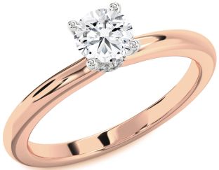Diamond Platinum & Rose Gold Halo Round Solitaire Engagement Ring
