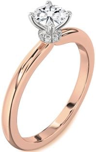 Diamond White Rose Gold Halo Round Solitaire Engagement Ring