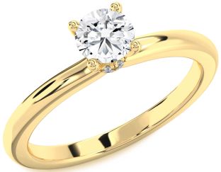 Diamond Gold Halo Round Solitaire Engagement Ring