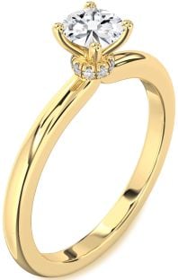Diamond Gold Halo Round Solitaire Engagement Ring