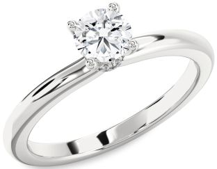 Diamond White Gold Halo Round Solitaire Engagement Ring
