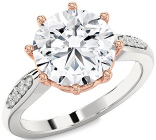 Diamond White Rose Gold Round Solitaire Engagement Ring