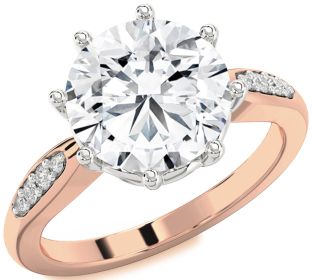 Diamond Platinum & Rose Gold Round Solitaire Engagement Ring
