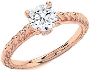Diamond Rose Gold Round Vintage Engagement Ring