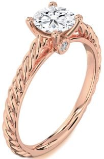 Diamond Rose Gold Knot Round Solitaire Engagement Ring