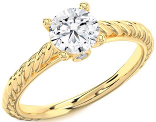 Diamond Gold Round Vintage Engagement Ring